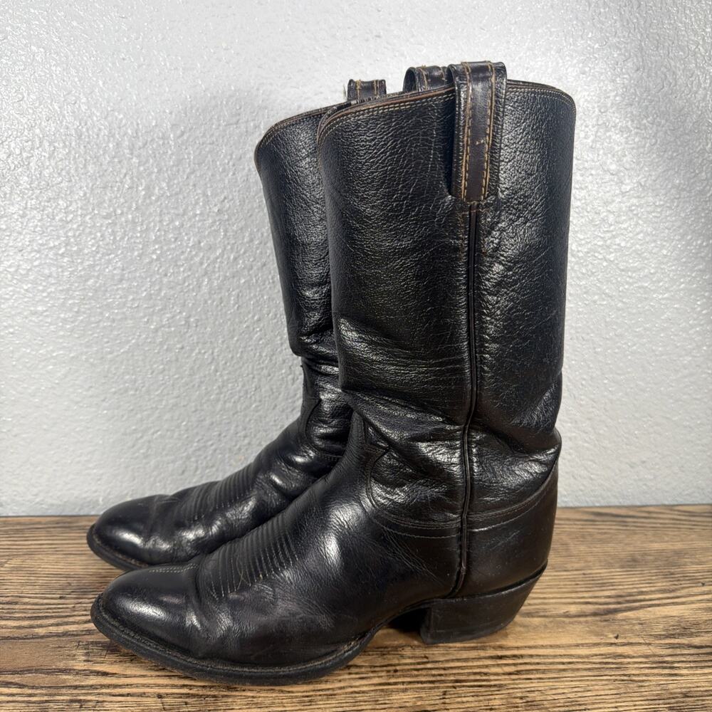 Vintage Tony Lama Gold Label Black Western Cowboy Boots Womens 8.5 D style 5012